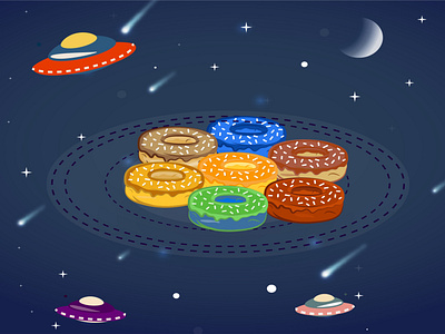 Space donuts animation app branding cartoon design donuts illustraion illustration illustrator logo space vector