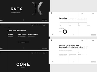 RntX | Blockchain Website Campaign black white blockchain capital crypto minimal real estate sketch sleek ui webdesign website