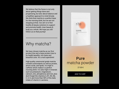 RITE matcha tea shop (TILDA + SHOPIFY) branding design e commerce online shop shop shopify tilds ui ui design ux web webdesign