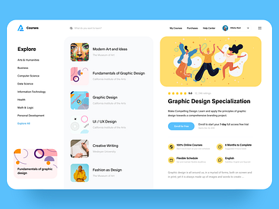 Design Courses Landing Page app design flat illustration minimal ui ux web