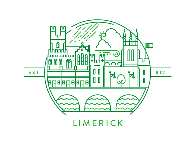 Limerick drawing green illustration ireland limerick line art travel