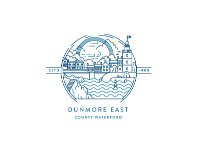 Dunmore East blue cities dunmore illustration ireland line art travel wip