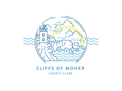 Cliffs of Moher blue cities cliffs illustration ireland line art travel wip