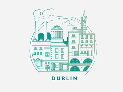 Dublin Part 01 blue cities dublin illustration ireland line art travel wip