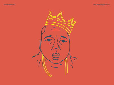 Notorious BIG - Week 2 illustration monoline notorious portrait rap artist red yellow