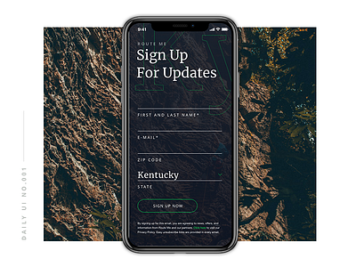 Sign Up Form - Daily UI 001 climbing daily ui outdoors routes sign up ui user interface ux