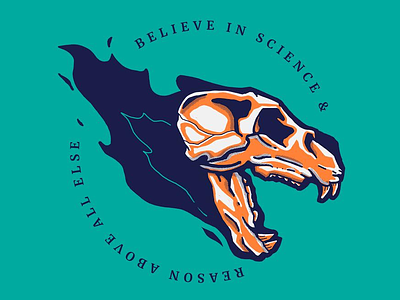 Believe in Science character design fire illustration logo polar bear portrait skull skulls vector