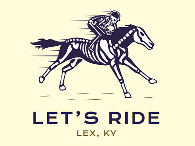 Let's Ride blue design horse horses illustration line art logo racing skulls vector wip