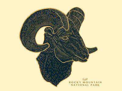 Rocky Mountain National Park 01 animal badge gold illustration parks pins ram