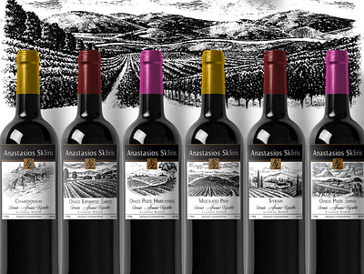 ANASTASIOS SKLIRIS Wine Labeling bottle brand design branding design illustration logo packaging typography vector