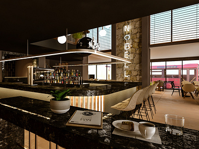 Photorealistic Architecture Visualization of cafe bar