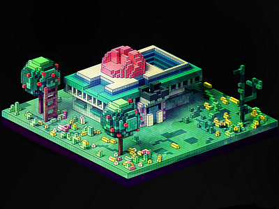 Small Apple Yard 3d apple iso isometric magica voxel photoshop voxel yard