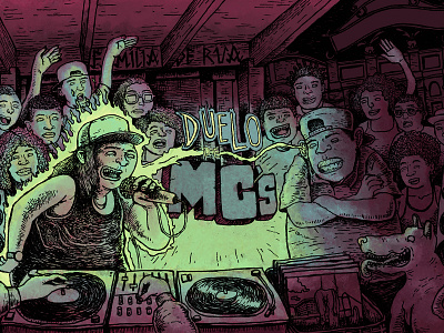 Duelo de MCs hiphop illustration rap
