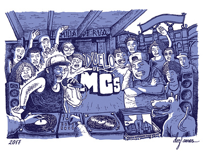 Duelo de MCs - Estampa hiphop illustration rap silkscreen