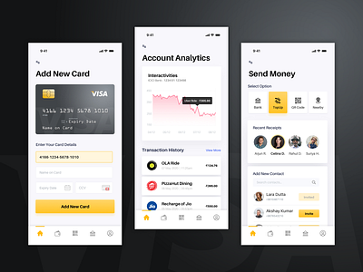 Recharge, Wallet, Money Transfer, Utility Payments App Concept app bank credit card currency dashboard design finance paypal product qr code scanner ui ux