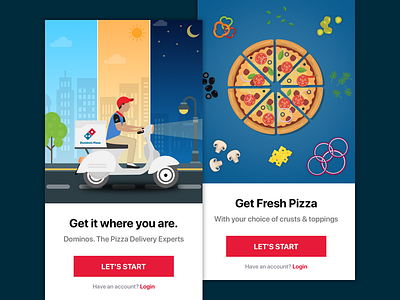 Domino’s Pizza India - Walkthrough Screens Concept android app design drink food interface ios mobile onboarding ui user ux