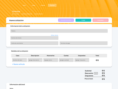 Creación de cotizaciones. figma ui ux