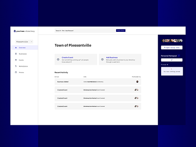 yourtown.directory Dashboard Page dashboard design flat functionality logo minimal ui ux web website