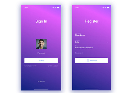 AdobeXD - Sign in & Register design register signin ui ux