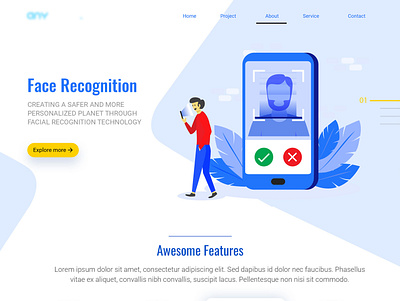 Face recognition design landing page ux