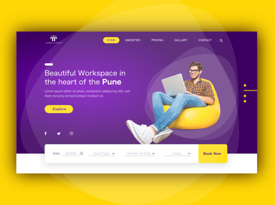 DailyUI#17 - Co-working space site branding design illustration redesign ux web design
