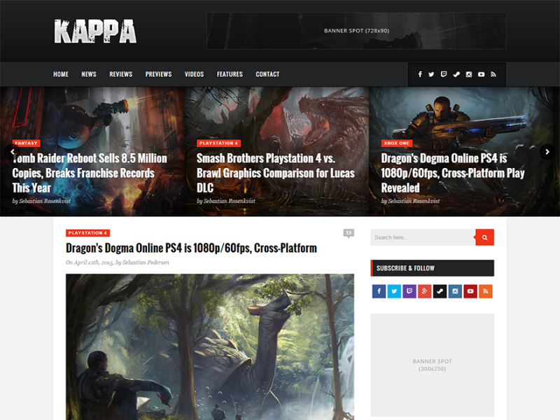 Kappa - A Gaming WordPress by phpface on Dribbble