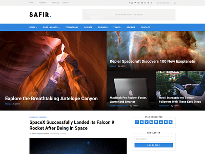 Safir - A WordPress Blog Theme blog theme magazine magazine theme minimal news page builder personal responsive review safir widgetized wordpress