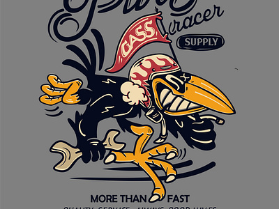 PURERACER brand tshirt design commision apparel art artwork brand design branding character commission creative crow crows design design art garage apparel illustrator logo motorcycle tshirt design vector