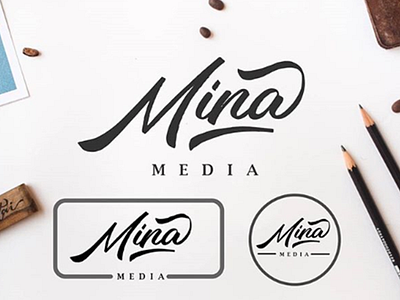 Mina media | logotype branding calligraphy design handlettering lettering lettering art logo logotype script script lettering typography