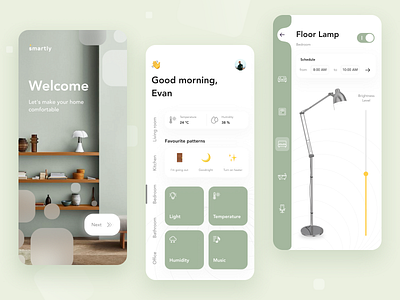 Smartly – Smart Home app app app ui branding concept design icon lamp mobile ui smart home app smarthome ui ux