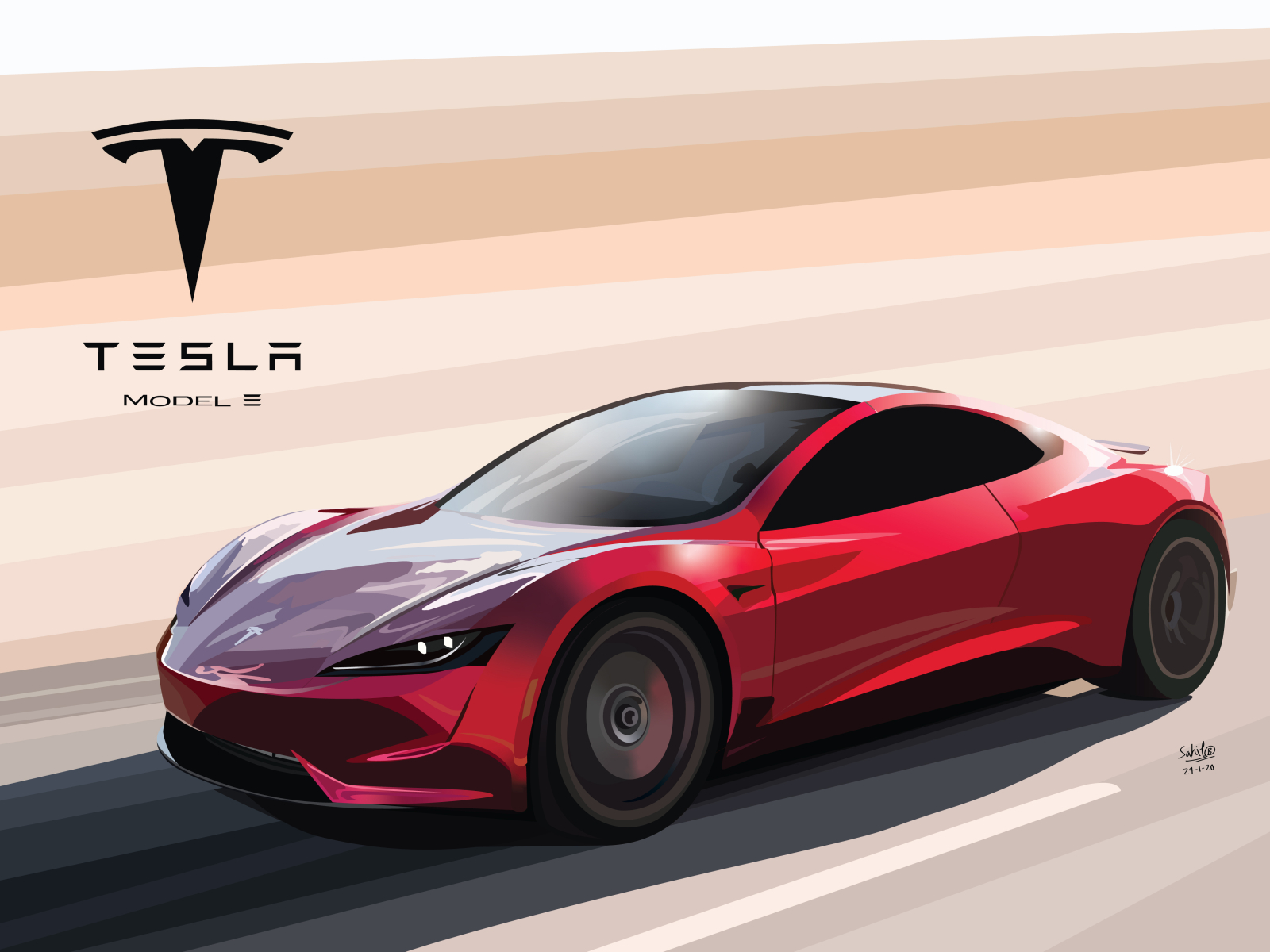 tesla model 3 by Sahil Bawalia on Dribbble