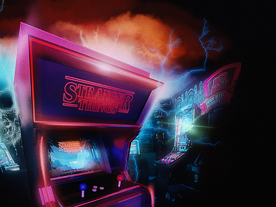 Stranger Things Arcade Machine arcade arcade machine neon retro stranger things vintage