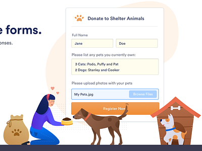 Non-Profit Donation Form adaption animal app blog design dog dogs editorial feed form girl help homepage illustration interaction landing modal design page shelter support