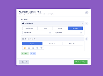 Advanced Search and Filter advanced search and app apply filter component data data set datepicker feature filter filter data modal modal design or search segment spreadsheet start rating tags ui
