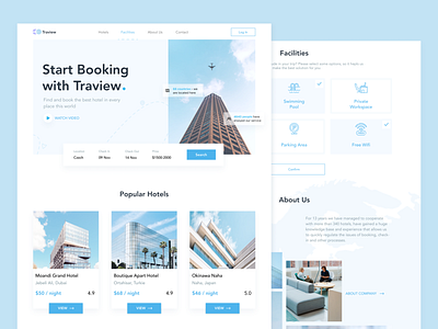 Traview | Booking Website booking clean desktop hotel landing soft travel ui