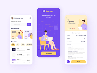 Online Courses App app course graphic learning mobile ui uidesign vector