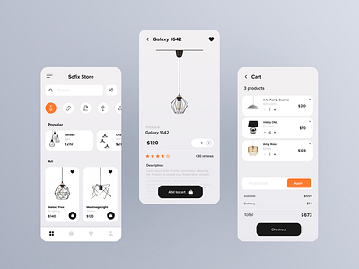 Online Lamp Store | Mobile App app basket cart catalog category home lamp mobile product card store ui uiapp uidesign