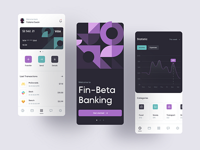 Fin-Beta mobile banking app app banking cards clean finance mobile uimobile