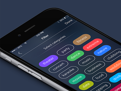 Events Filter app event filter ios michael pyrkh party search ui ux
