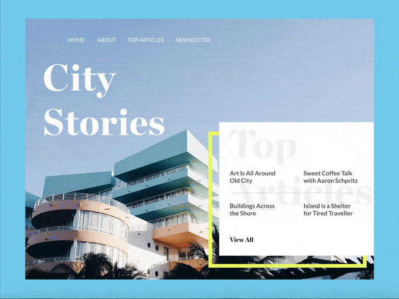 City Stories animation city interface palms summer tel aviv travel user experience ux vacation website