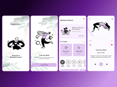 Meditation app app illustration meditation app shimah design ui design ux