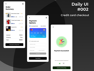 DailyUI2 app credit card credit card checkout daily 100 challenge dailyui dailyuichallenge design mobile modern orders payments