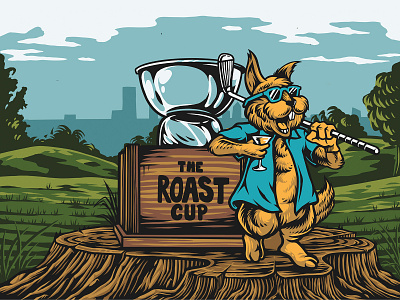 The Roast Cup artwork background branding cartoon design graphic design illustration lanscape poster vintage