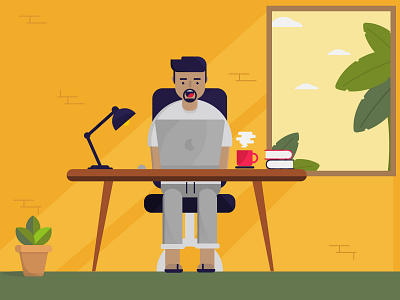 work from home character design flat illustration minimal vector