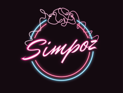 Logo for a couple of DJs design logo music neon typography ui