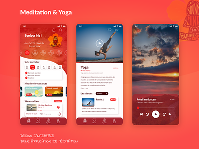 Meditation application - UI UX Design adobexd app app design application design interface meditation ui ux yoga