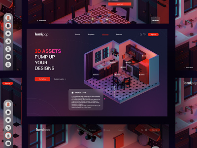 3D Kitchen - UI Concept 3d asset ecommerce graphic design kitchen ui ui design userexperience userinterface ux web webdesign