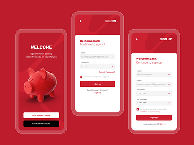 Login, Signup screen design bank app login screen mobile app design mobile app ui mobile ui sign up simple