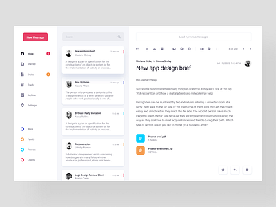 Email App chat clean ui email design exploration inbox interaction mailbox mailing messages mimimal product design uiuxdesign web webdesign