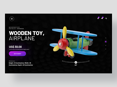 Wooden Toy Airplane 360 degree clean ui ecommerce ecommerce design ecommerce shop intarface minimalism product page design toy design toy website ui kit design webpage wooden toys